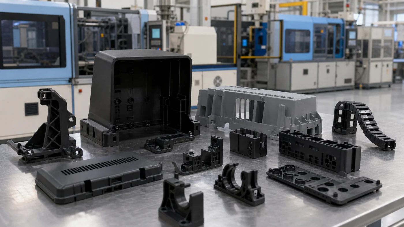 Industrial PA POM plastic bracket and cover injection molding case