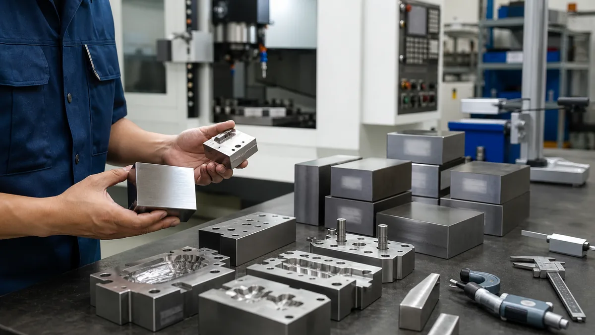Injection mold steel materials and machined inserts