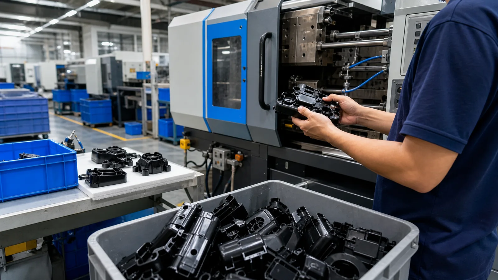 Plastic injection molding production for custom molded parts