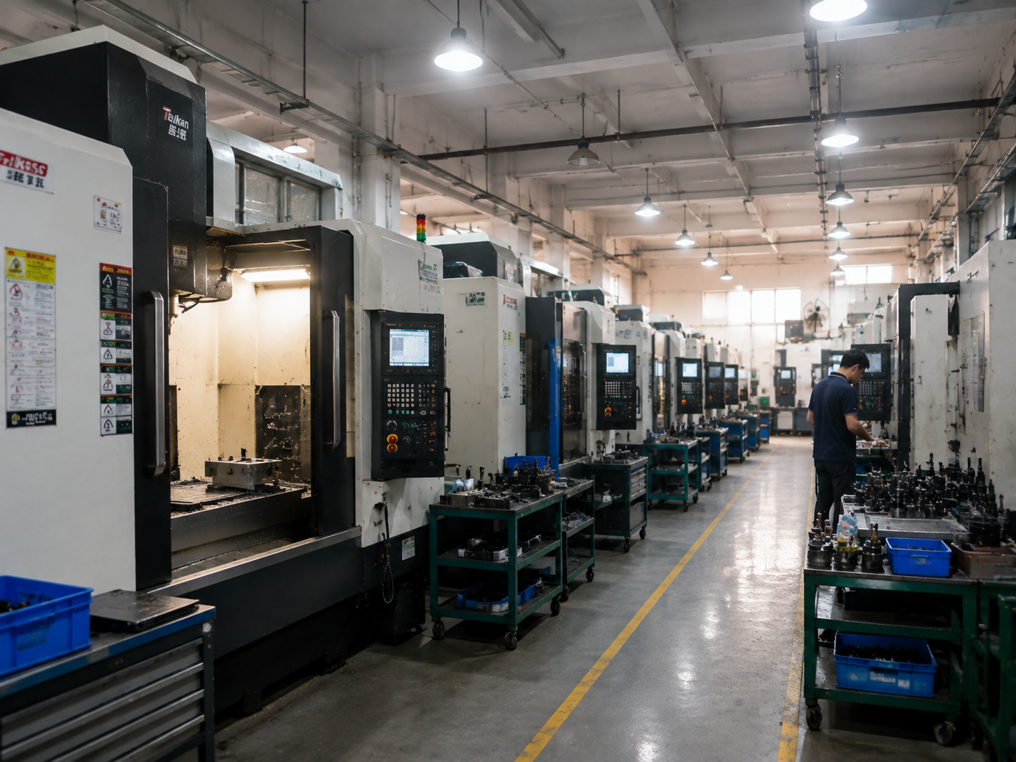 CNC machining equipment in Yuming Molding's tooling workshop.